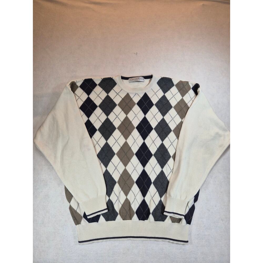 John Ashford Golf Vtg Argyle 100% Cotton Men's Sweater size XXL #2206